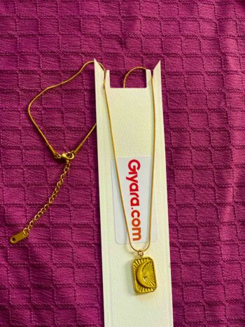 Moon Square Plate Pendant Titanium Steel Necklace by Giyara jewels